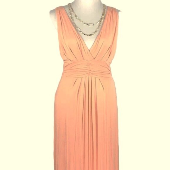 IMAN Sexy V-Neck Front and Back Sleeveless Peach Maxi Dress LARGE NWT $99.00 - Picture 5 of 6